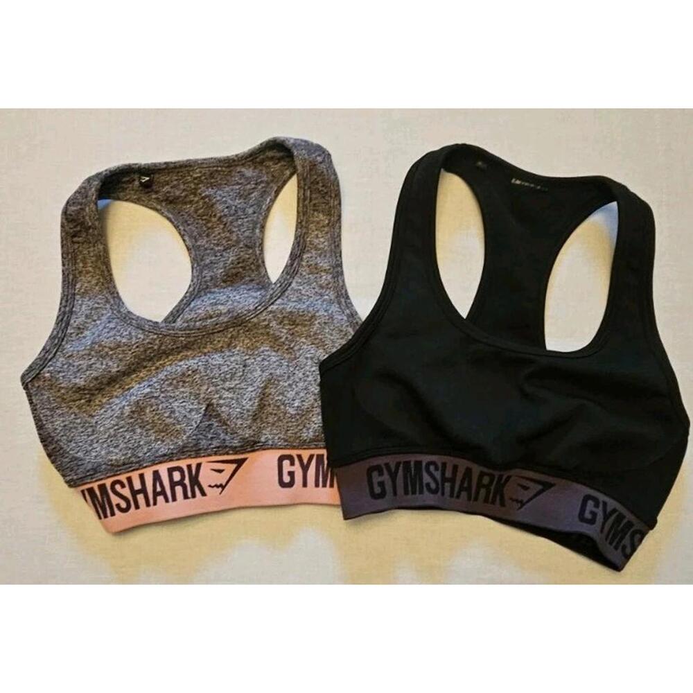 Gymshark Two Seamless‎ Sport Bra Gray And Black Size XS/S
